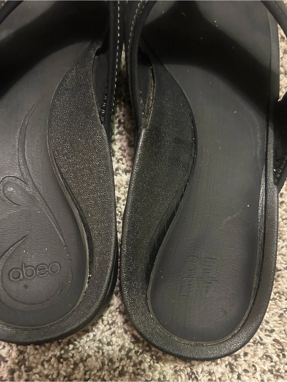 Abeo Black Men's Leather Flip-Flop Sandals